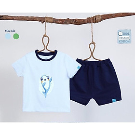 Bộ quần áo cộc tay bé trai từ 1 tuổi đến 5 tuổi chất cotton organic (sợi tre) MP005