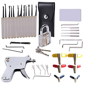 37pcs Unlocking Lock Pick Set Key Extractor Tool With Gray Practice Padlock Lock Pick Tools