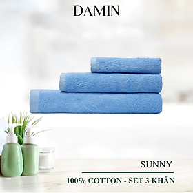 Mua Bộ 3 khăn mặt  tắm  gội Damin Sunny - màu xanh