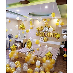Set bong bóng trang trí phòng cưới đủ phụ kiện kèm bóng tròn và sao to