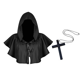 Halloween Death Cape Cowl Costume Hooded Poncho for Unisex Adults Women Men