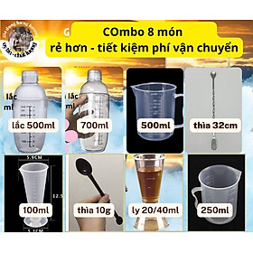 Mua Combo bộ dụng cụ pha chế 7 món (ca 500-250-100ml  thìa nâu 10g  thìa khuấy inox  shaker 530-700ml)