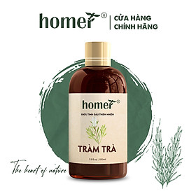 Tinh Dầu Tràm Trà Homer 100ML - Tinh Dầu Thiên Nhiên Nhập Khẩu Nguyên Chất Giúp Giảm Stress, Khử Khuẩn và Xua Đuổi Côn Trùng, Sử Dụng Hiệu Quả với Máy Xông Tinh Dầu - 100ml