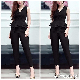 SET BỘ THUN CÁT HÀN, ÁO PEPLUM QUẦN 9 TẤT