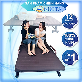 Giường gấp nâng đầu 5 cấp độ dòng bình dân, khung thép chắc chắn, nệm êm, TẶNG túi trùm lúc gấp gọn khi không sử dụng, có bánh xe thuận tiện di chuyển cất giữ, chính hãng Nikita