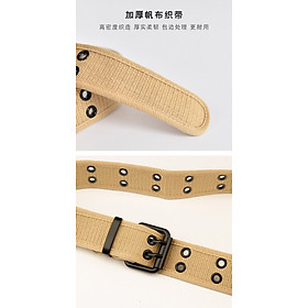 Thắt lưng vải canvas hai lỗ bấm, dây nịt lưng bản dây 4cm phong cách đơn giản Hàn Quốc- DRU - Hàng Chính Hãng