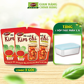 Xốt Muối Kim Chi Hàn Quốc Barona 180g, Combo 3 gói Tặng 1 Hộp nhựa 2.3L