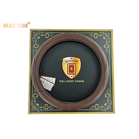 Hình ảnh Bọc vô lăng cao cấp Macsim mã 8892 màu coffee - chất liệu da thật - Khâu tay 100% size M phù hợp các loại xe