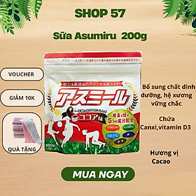 Sữa phát triển chiều cao Asumiru Nhật Bản 180g (vị cacao) - Giúp Tăng Trưởng Chiều Cao Vượt Trội dành cho trẻ từ 3-16 tuổi  – Tặng khăn mặt vải cotton mềm mịn.