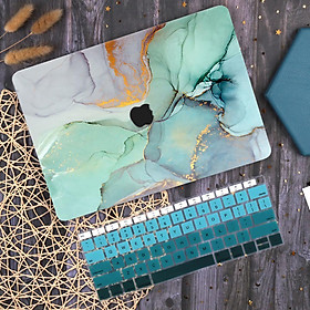 Case ốp nhựa ABS bảo vệ dành cho macbook đủ dòng siêu mỏng nhẹ không nóng máy hoạ tiết đá cẩm thạch màu xanh ngọc kèm tấm phủ bàn phím silicon