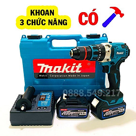 Máy Khoan Pin Chuyên Dụng Đa Chức Năng Đầu AutoLock 13 Ly Pin 10 CELL 199V Không Chổi Than Có Búa - Chuyên Khoan, Bắt Vít, Bắn tôn Cực Khỏe