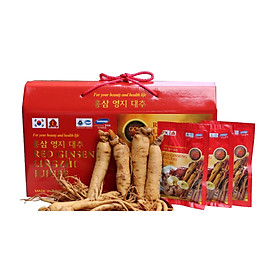 Thực phẩm bảo vệ sức khỏe Nước hồng sâm Linh chi Táo đỏ Hàn Quốc-Red Ginseng Lingzhi Jujube Gold 30 gói x 80ml, nước sâm bịch, nước sâm,(Kèm 1 Dầu lạnh Glucosamine)