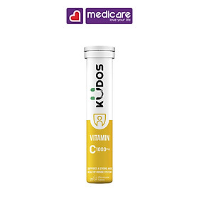 Viên sủi KUDOS Vitamin C Hương Chanh 1000mg Tuýp 20 viên 