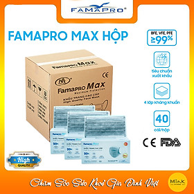 [THÙNG - FAMAPRO MAX] - Khẩu trang y tế kháng khuẩn 4 lớp Famapro Max (40 cái/ hộp)