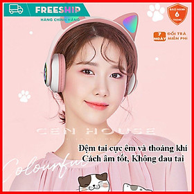 Mua Tai Nghe Mèo Bluetooth Cao Cấp  Tai Nghe Không Dây Chơi Game Pin Trâu  Headphone Mèo Có mic  Chống Ồn  Đèn Led