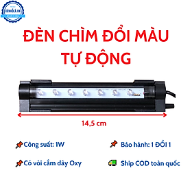 Đèn bể cá ĐÈN CHÌM đổi màu tự động có vòi cắm oxi hiệu ứng đổi màu đẹp cho hồ cá cảnh