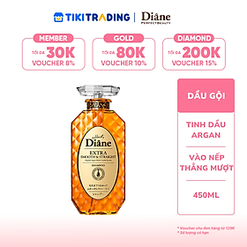Dầu gội vào nếp thẳng mượt Moist Diane Extra Smooth & Straight (Dùng cho tóc quăn, không vào nếp, khô xơ chẻ ngọn) 450ml
