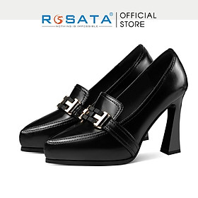 Giày cao gót nữ ROSATA RO594 xỏ chân mũi nhọn kiểu dáng cơ bản gót nhọn cao 9cm xuất xứ Việt Nam - Đen