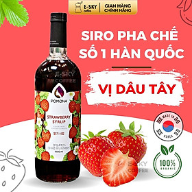 Siro Dâu Tây Pomona Strawberry Syrup Nguyên Liệu Pha Chế Hàn Quốc Chai