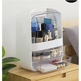 Kệ Đựng Mỹ Phẩm 2 Ngăn Có Kệ Trên Và Nắp Đậy