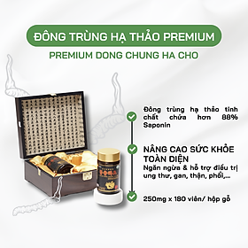 Đông Trùng Hạ Thảo Premium - Hộp Gỗ 180 Viên