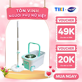 [Tặng Bông Lau] Bộ Lau Nhà MyJae Đài Loan Sợi Microfiber Xoay Siêu Tốc 360 Độ Thông Minh 129.5cm