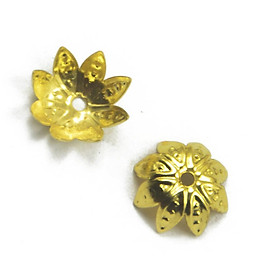 50Pcs 10mm Gold Plated Metal Flower Bead Caps for Jewelry Making
