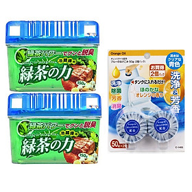 Combo 02 Sáp thơm kháng khuẩn khử mùi tủ lạnh Nhật Bản 150g + Vỉ 02 viên khử mùi hôi, tẩy ố bồn cầu siêu sạch - Nội địa Nhật Bản