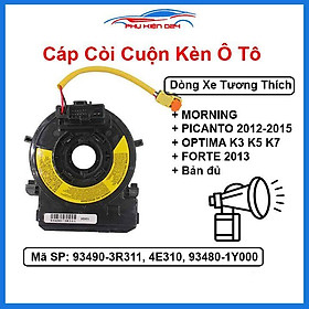 Cáp còi cho xe MORNING PICANTO 2012-2015 Nhập, OPTIMA K3 K5 K7 FORTE 2013 Mã 93490-3R311, 4E310, 93480-1Y000 BẢN ĐỦ