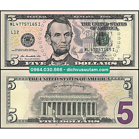 Mua Tien đô Mỹ loại 5 đồng hình ảnh Tổng Thống Lincoln sưu tầm mới cứng