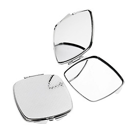 Hình ảnh 2Pcs Fashion Lady Fold Compact Mirror Cosmetic Travel Makeup Portable Sliver