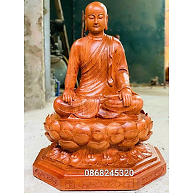 Mua Tượng phật hoàng trần nhân tông bằng gỗ hương đá kt cao 80×52×45cm