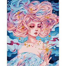 Mua Tranh sơn dầu số hoá tự tô có khung 40x50 cm nàng thơ nhiều mẫu - DZ742