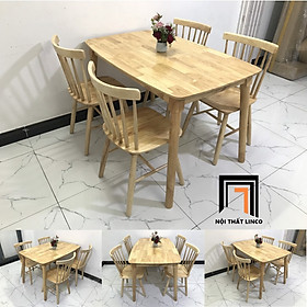 Bộ bàn ăn 4 ghế dài 1m2 pinstool màu gỗ