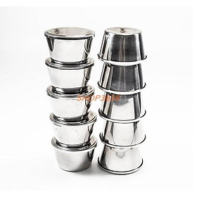 Mua combo 10 khuôn flan + 10 Nắp Inox + 10 nắp nhựa khít