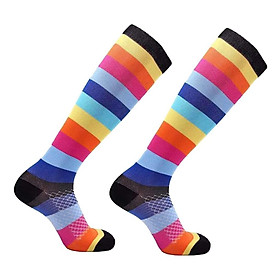 Women Multi Color Jogging Running Sports Leg Support Sleeves Compression Socks