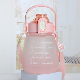Hình ảnh Bình Nước Nhắc Nhở Uống Nước Dung Tích 1.2L Có Dây Đeo Vàn Dán Sticker 3D Cực Xinh