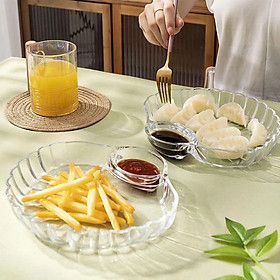Đĩa Vỏ Sò Thủy Tinh, Đĩa Thuỷ Tinh Đựng Đồ Ăn Đường Kính 24cm Có Khay Đựng Nước Chấm Đĩa Salad, Trái Cây - HÀNG CHÍNH HÃNG MINIIN