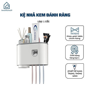 Giá treo  hộp đựng bàn chải kem đánh răng nhà tắm , Bộ nhả kem tự động 1 cốc - Hàng Chính Hãng - Tặng kèm sticker