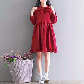 Đầm váy babydoll đỏ nơ cổ