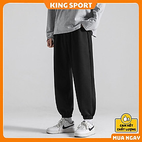 Quần nỉ nam nữ jogger ống rộng unisex bo gấu dáng thể thao suông basic