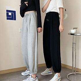 Quần nỉ bom nữ da cá dáng rộng uzzlang style Hàn quốc