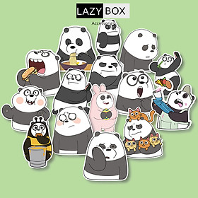 Bộ sticker chống thấm nước trang trí mũ bảo hiểm, laptop chủ đề 3 chú gấu we bare bears ( 20 hình)