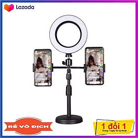 Mua Đèn livestream để bàn size 16cm Hợp kim chắc chắn - Bộ giá đỡ điện thoại có đèn Led để bàn 2 giá đỡ điện thoại chữ T