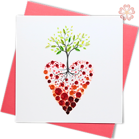 Thiệp Giấy Xoắn Nghệ Thuật - Cây Tình Yêu - Tree of Love - Love Valentine  - 15 x 15 - VN2XM115D77NN