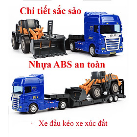 Đồ chơi mô hình xe đầu kéo xe xúc và xe xúc đất KAVY NO.8807 gồm 2 xe ( đầu kéo chạy đà, nhựa ABS an toàn bền đẹp)