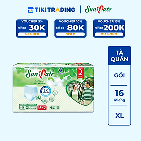 [Mẫu mới] Tã quần SunMate siêu mềm mại G1 mới size XL-14+2 miếng