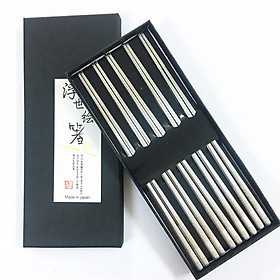 Mua Set 5 đũa ăn Nhật Bản inox 304 mẫu hoa văn đặc ruột đầu đũa có khía chống trơn (giao mẫu ngẫu nhiên)