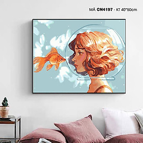 Tranh tô màu theo số cô gái Anime hiện đại CN4197