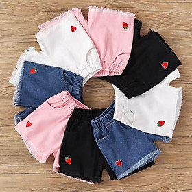(042) Quần sooc đùi jean thời trang xinh xắn dành cho bé gái 2-14 tuổi